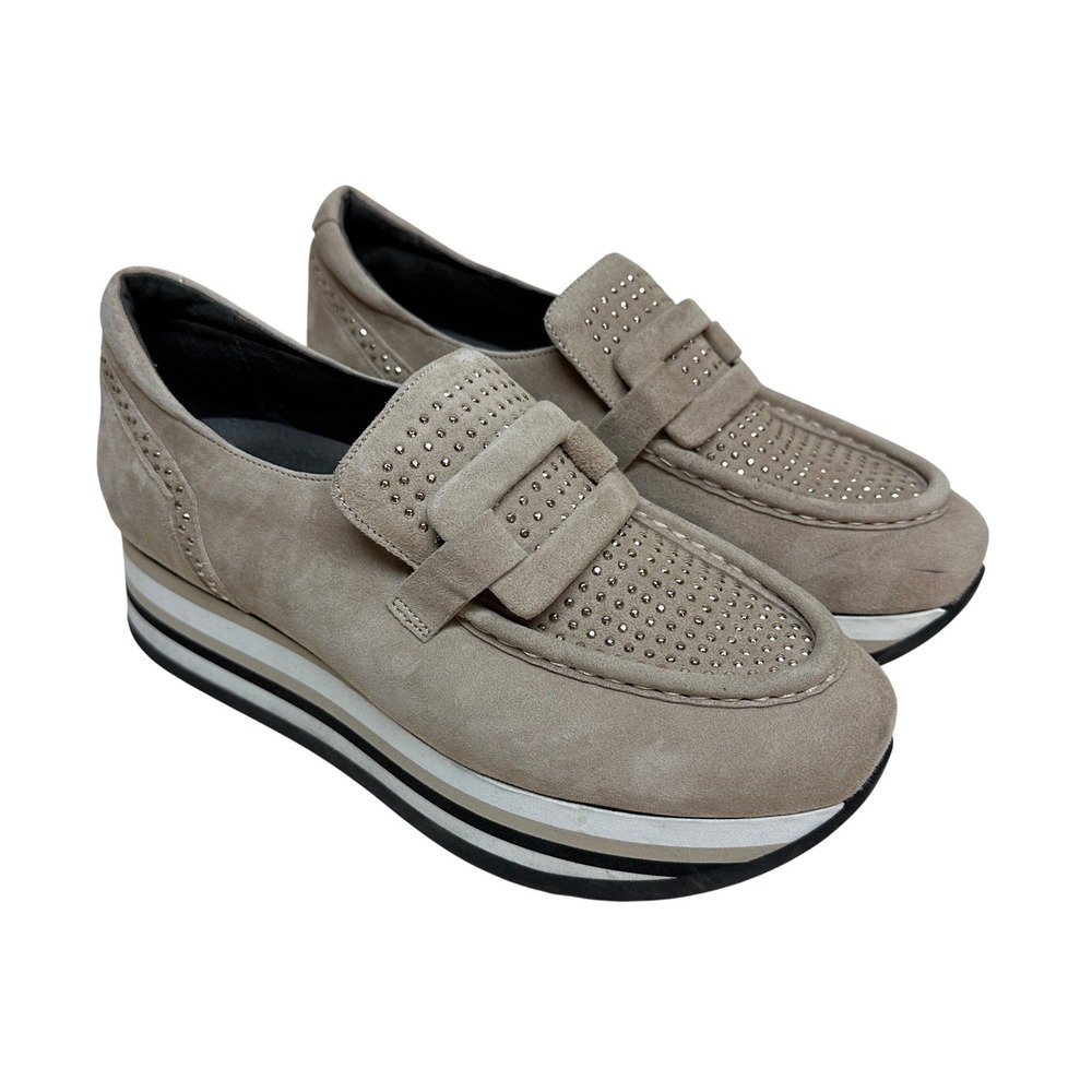 Softwaves Castel Taupe Suede Platform Shoe Studded Arch Support Women‎ 39.5 / 9